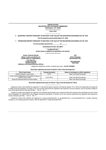 Thumbnail Clarivate 10-Q Quarterly Report FY2023 