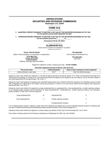 Thumbnail Clarivate 10-Q Quarterly Report FY2025 