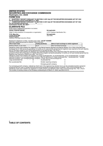 Thumbnail Clarivate 10-Q Quarterly Report FY 