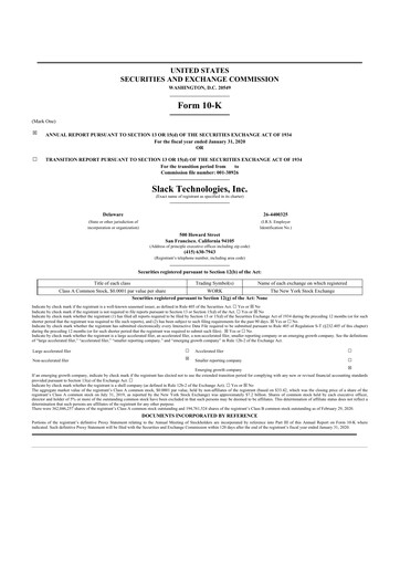 Thumbnail Slack 10-K Annual Report 2020