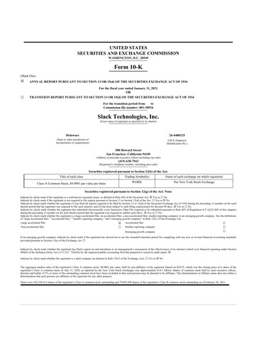 Thumbnail Slack 10-K Annual Report 2021