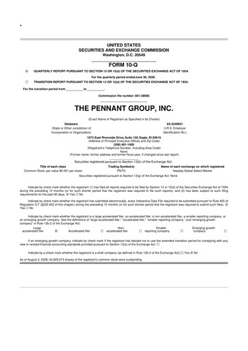 Thumbnail The Pennant Group 10-Q Quarterly Report FY2026 