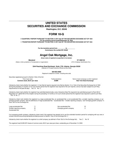 Thumbnail Angel Oak Mortgage REIT 10-Q Quarterly Report FY2022 