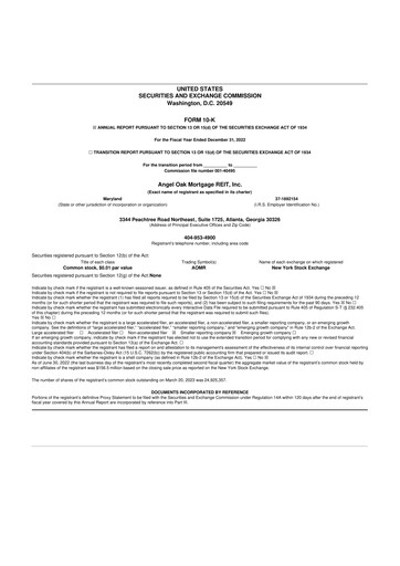 Miniature Angel Oak Mortgage REIT 10-K Rapport annuel 2022