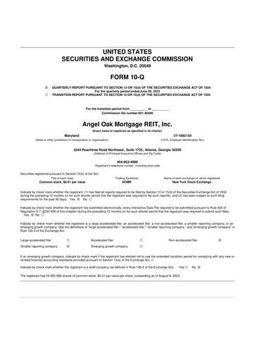 Thumbnail Angel Oak Mortgage REIT 10-Q Quarterly Report FY2023 