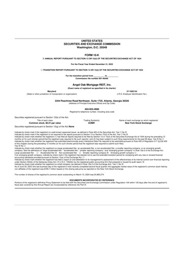 Miniature Angel Oak Mortgage REIT 10-K Rapport annuel 2023