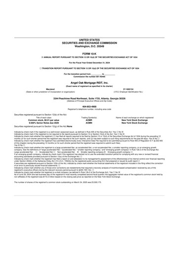 Miniature Angel Oak Mortgage REIT 10-K Rapport annuel 2024