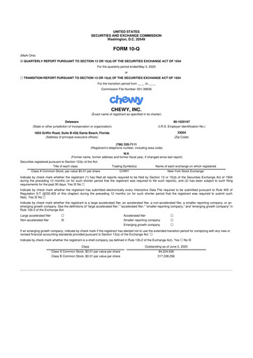 Thumbnail Chewy 10-Q Quarterly Report FY2020 