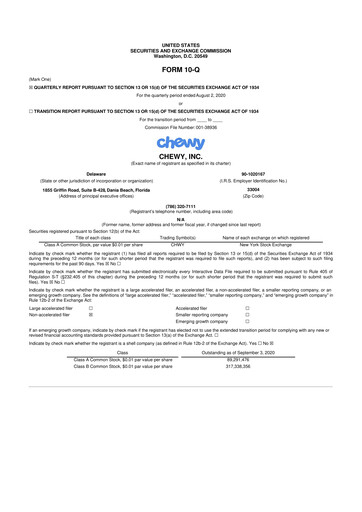 Thumbnail Chewy 10-Q Quarterly Report FY2020 