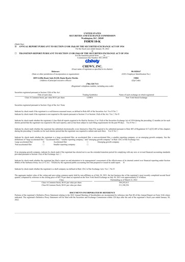 Thumbnail Chewy 10-K Annual Report 2021