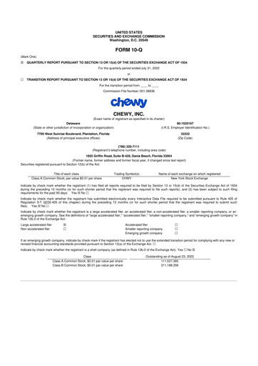 Thumbnail Chewy 10-Q Quarterly Report FY2022 