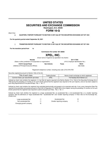 Vorschaubild XPEL 10-Q Quartalsbericht 2021 