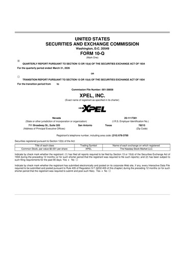 Miniature XPEL 10-Q Rapport trimestriel  