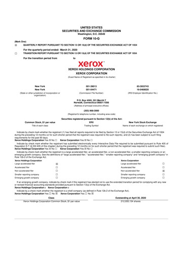 Thumbnail Xerox 10-Q Quarterly Report FY2020 