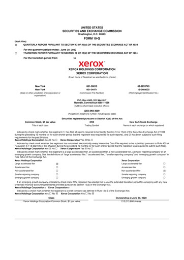 Thumbnail Xerox 10-Q Quarterly Report FY2020 