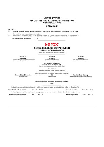 Thumbnail Xerox 10-K Annual Report 2020