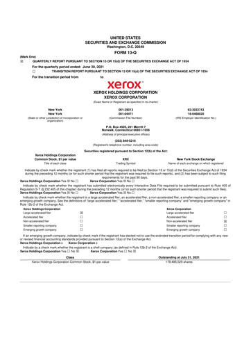 Thumbnail Xerox 10-Q Quarterly Report FY2021 