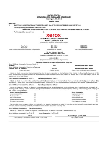 Thumbnail Xerox 10-Q Quarterly Report FY 
