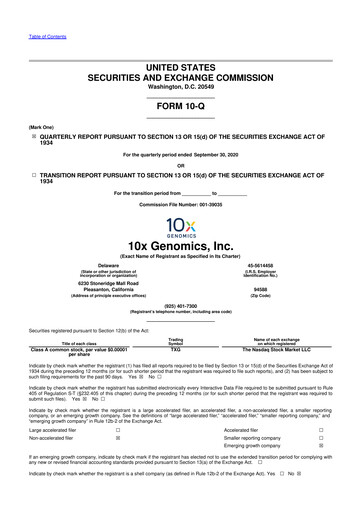 Thumbnail 10x Genomics
 10-Q Quarterly Report FY2020 