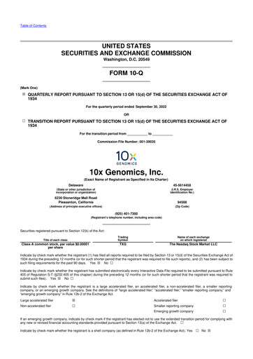 Thumbnail 10x Genomics
 10-Q Quarterly Report FY2022 