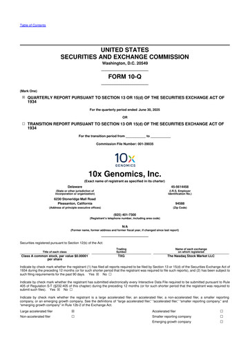 Thumbnail 10x Genomics
 10-Q Quarterly Report FY2025 