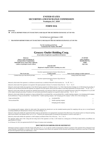 Thumbnail Grocery Outlet
 10-K Annual Report 2021