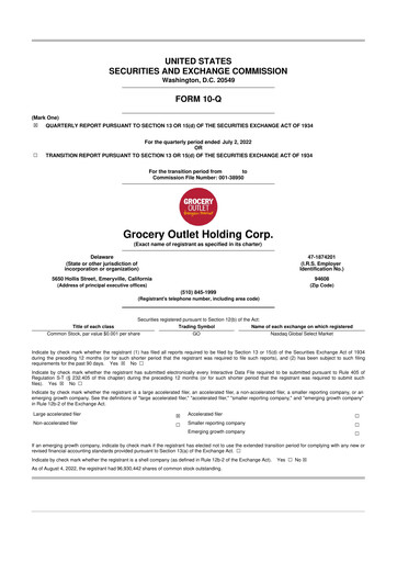 Thumbnail Grocery Outlet
 10-Q Quarterly Report FY2022 
