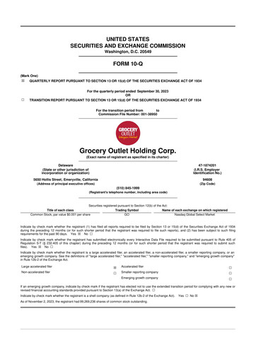 Thumbnail Grocery Outlet
 10-Q Quarterly Report FY2023 