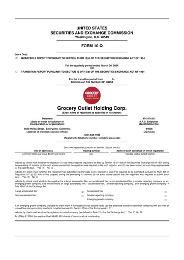 Thumbnail Grocery Outlet
 10-Q Quarterly Report FY2024 