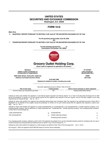 Thumbnail Grocery Outlet
 10-Q Quarterly Report FY2024 