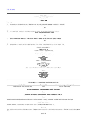 Thumbnail ADC Therapeutics 20-F Annual Report 2020