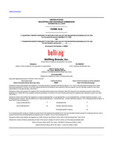 Thumbnail BellRing Brands 10-Q Quarterly Report FY2020 