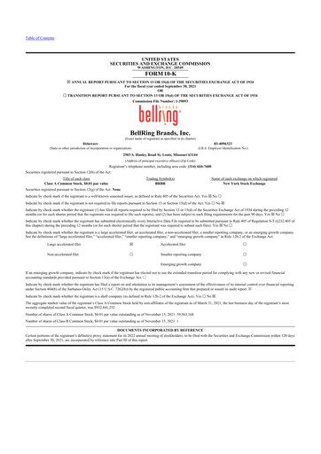 Thumbnail BellRing Brands 10-K Annual Report 2021