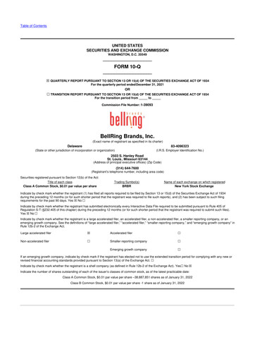 Thumbnail BellRing Brands 10-Q Quarterly Report FY2022 