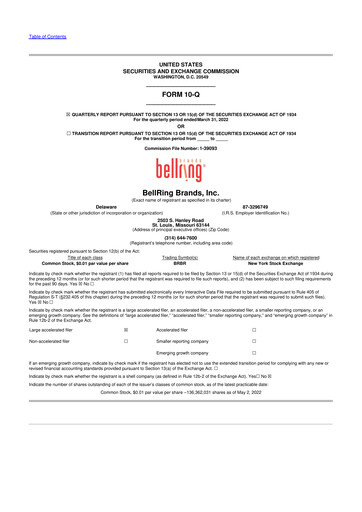 Thumbnail BellRing Brands 10-Q Quarterly Report FY2022 