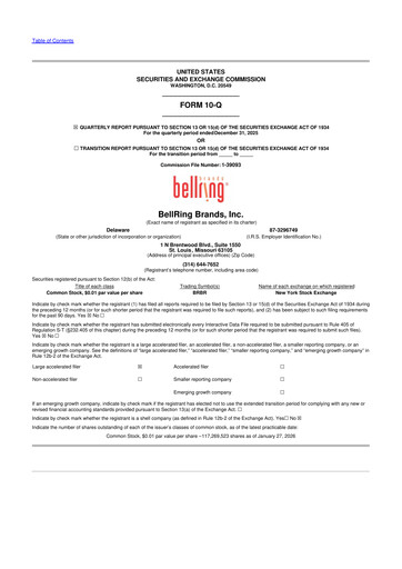 Thumbnail BellRing Brands 10-Q Quarterly Report FY2026 