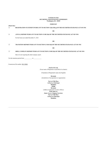 Thumbnail Flex LNG 20-F Annual Report 2021