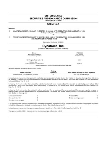 Vorschaubild Dynatrace 10-Q Quartalsbericht 2020 