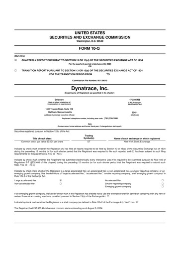 Vorschaubild Dynatrace 10-Q Quartalsbericht 2025 