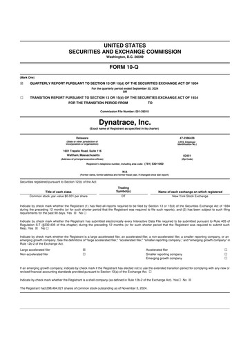 Vorschaubild Dynatrace 10-Q Quartalsbericht 2025 