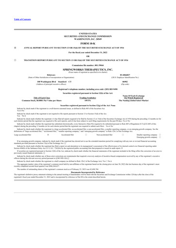 Thumbnail SpringWorks Therapeutics 10-K Annual Report 2022