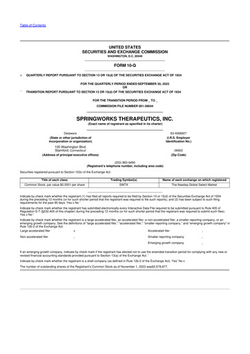 Thumbnail SpringWorks Therapeutics 10-Q Quarterly Report FY2023 