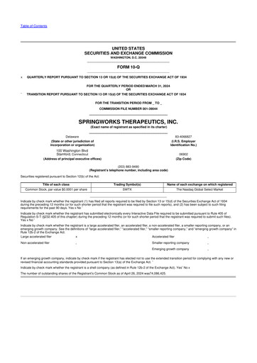 Thumbnail SpringWorks Therapeutics 10-Q Quarterly Report FY2024 