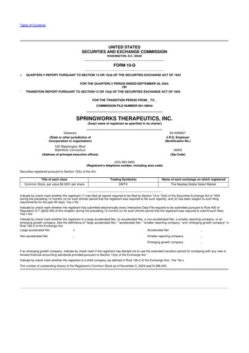 Thumbnail SpringWorks Therapeutics 10-Q Quarterly Report FY2024 