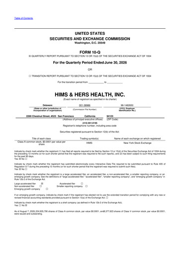 Thumbnail Hims & Hers Health 10-Q Quarterly Report FY2026 