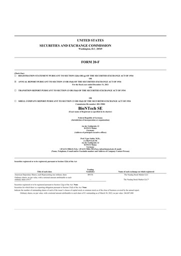 Thumbnail BioNTech 20-F Annual Report 2021