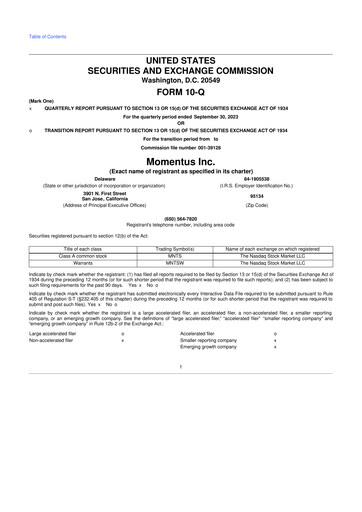 Thumbnail Momentus Inc. 10-Q Quarterly Report FY2023 
