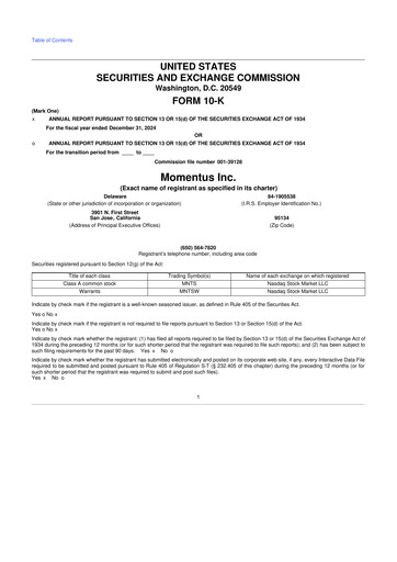 Thumbnail Momentus Inc. 10-K Annual Report 2024