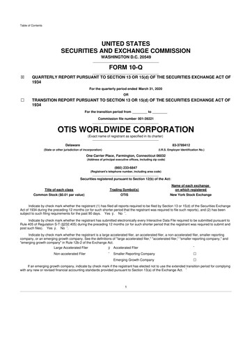 Thumbnail Otis Worldwide 10-Q Quarterly Report FY2020 