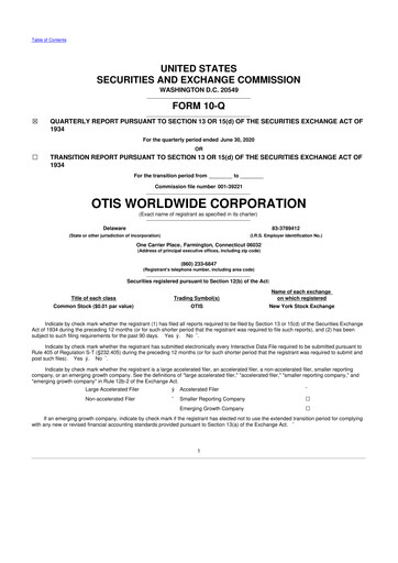 Thumbnail Otis Worldwide 10-Q Quarterly Report FY2020 